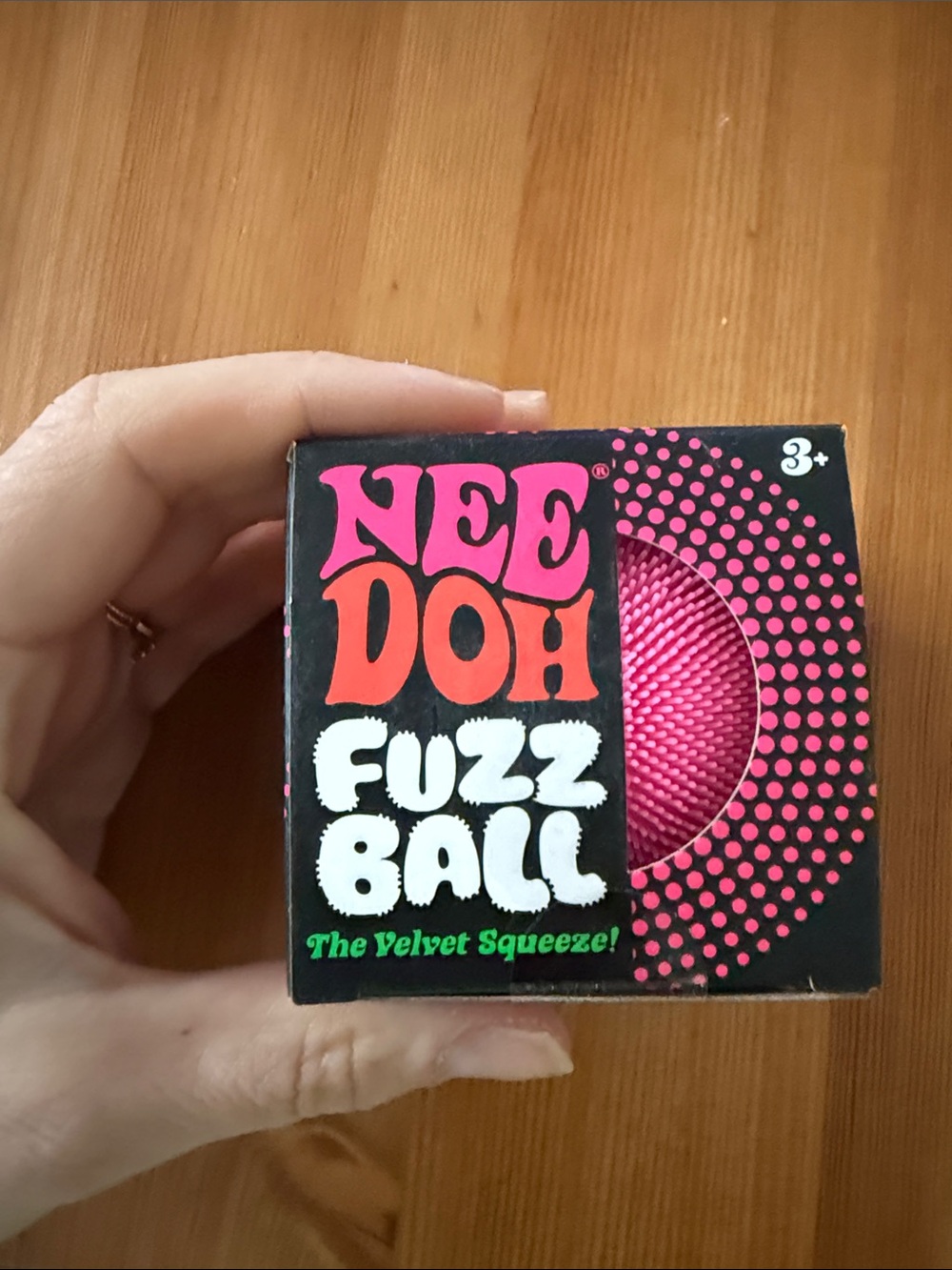 Nee Doh Fuzz Ball Pink Velvet Squeeze Toy